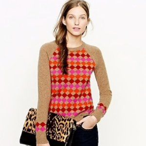 J.CREW lambs wool diamond sweater ~ Size M